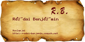 Rádai Benjámin névjegykártya